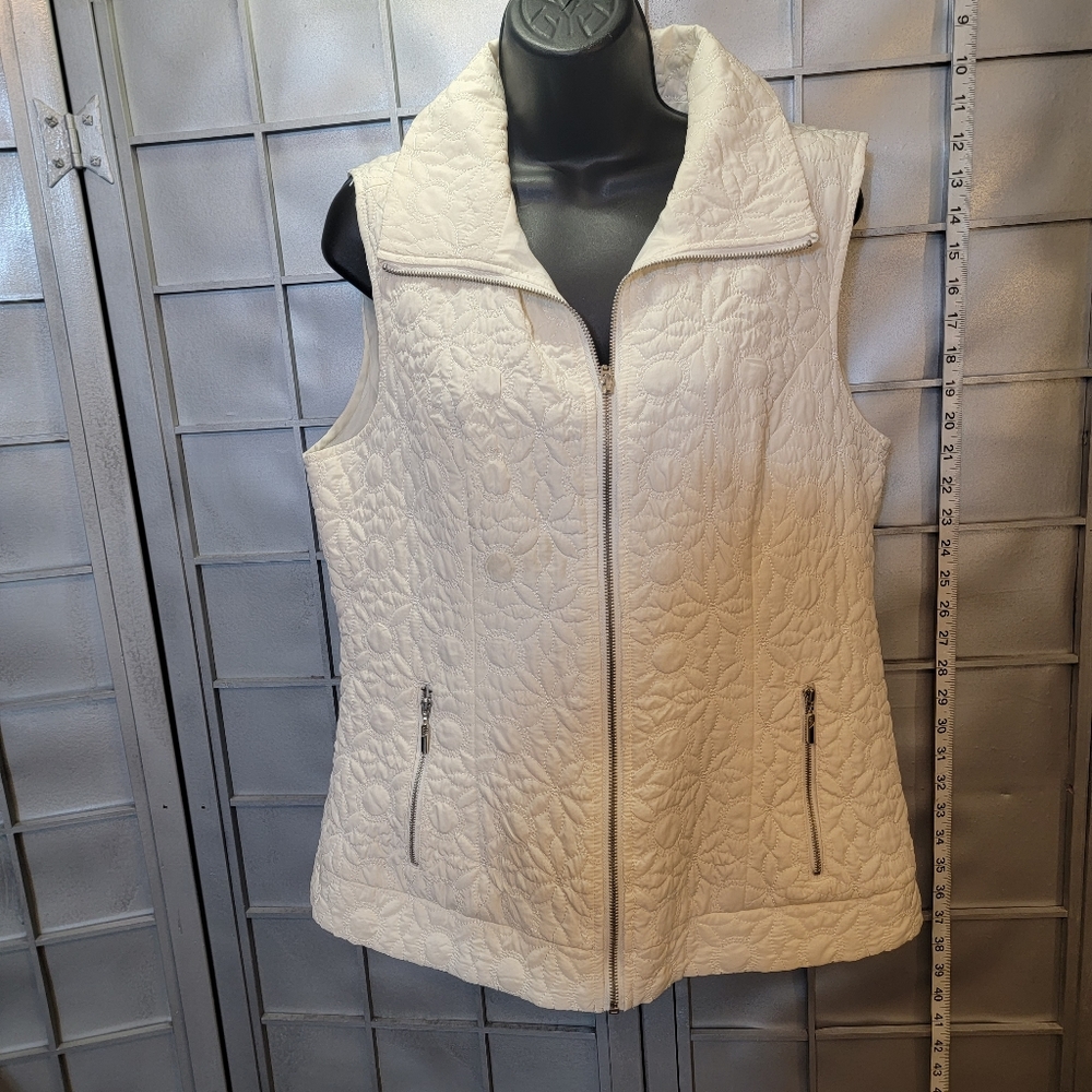 Christopher & Banks Cream Quilted Vest